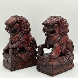 Foo Dog Statues Pair 6"‎ Resin Guardian Lions Shishi Feng Shui Decor